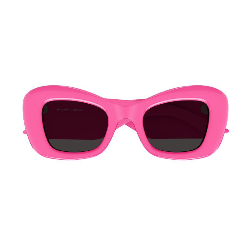 Alexander McQueen Sunglasses Cat Eye Full Rim, Pink Frame and Grey Lens AM0434S004