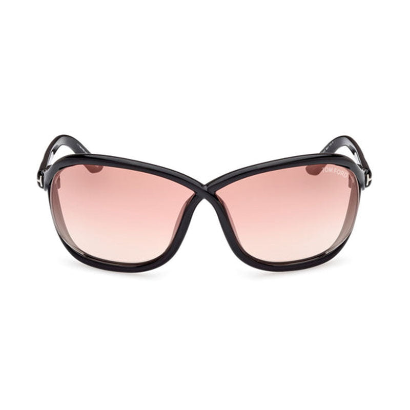 Tom Ford Geometric Full Rim, with a Shiny Black frame and Violet Gradient Mirror lens.
