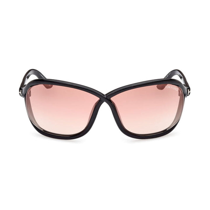 Tom Ford Geometric Full Rim, with a Shiny Black frame and Violet Gradient Mirror lens.