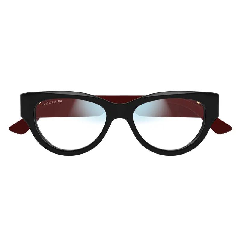 Gucci Sunglasses Cat Eye Full Rim, Shiny Black Frame And Clear To Nicotine Photocromic With Blue Light Protection Lens Gg1665S001