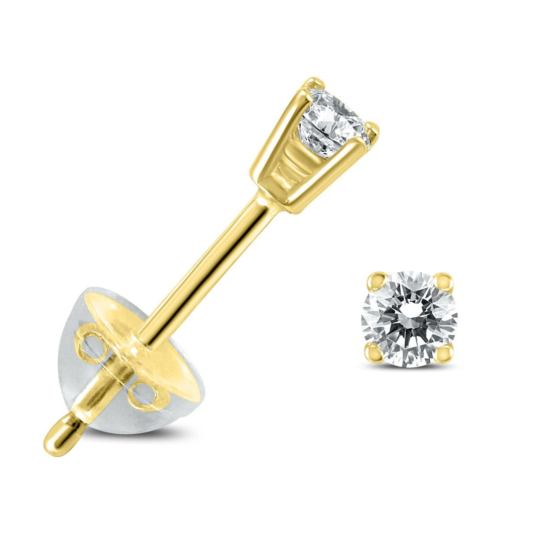 Jewelry - .04Ctw Round Diamond Solitaire Stud Earrings In 14K Yellow Gold With Silicon Backs - ERF59770 - Ask Me Wear