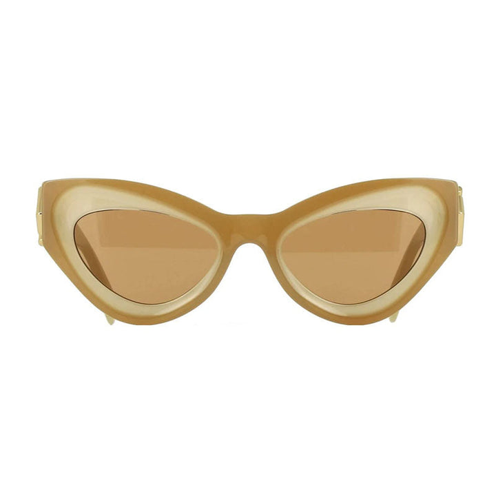 Fendi Sunglasses Cat Eye Full Rim, Shiny Beige Frame and Brown Lens FE40146I57E