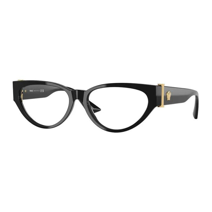 Versace Eyeglasses Cat Eye Full Rim, Black Frame And Clear Demo Lenses Lens Ve3366Fgb1