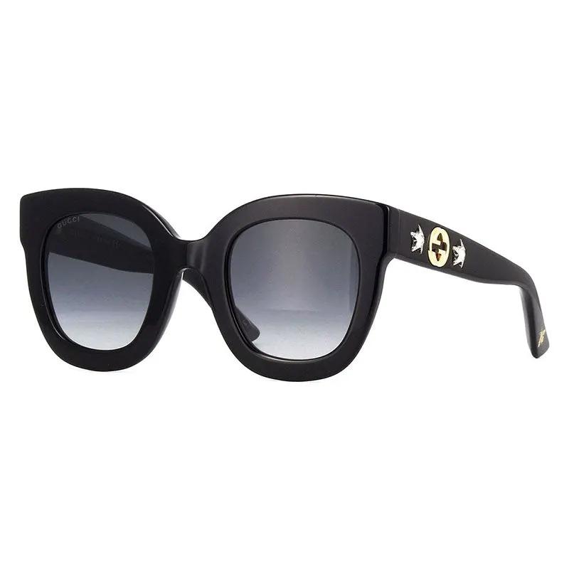 Gucci Sunglasses Round Full Rim, Black Frame And Grey Gradient Lens Gg0208S001