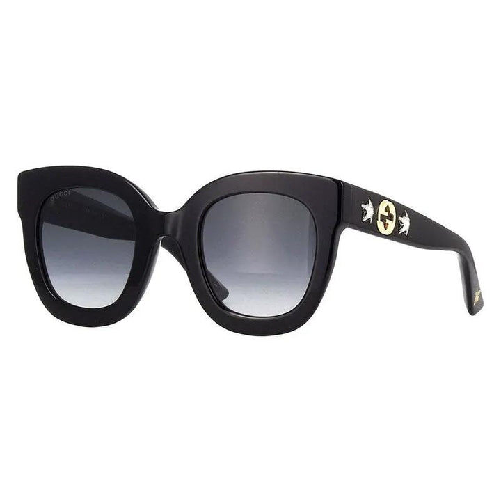 Gucci Sunglasses Round Full Rim, Black Frame And Grey Gradient Lens Gg0208S001