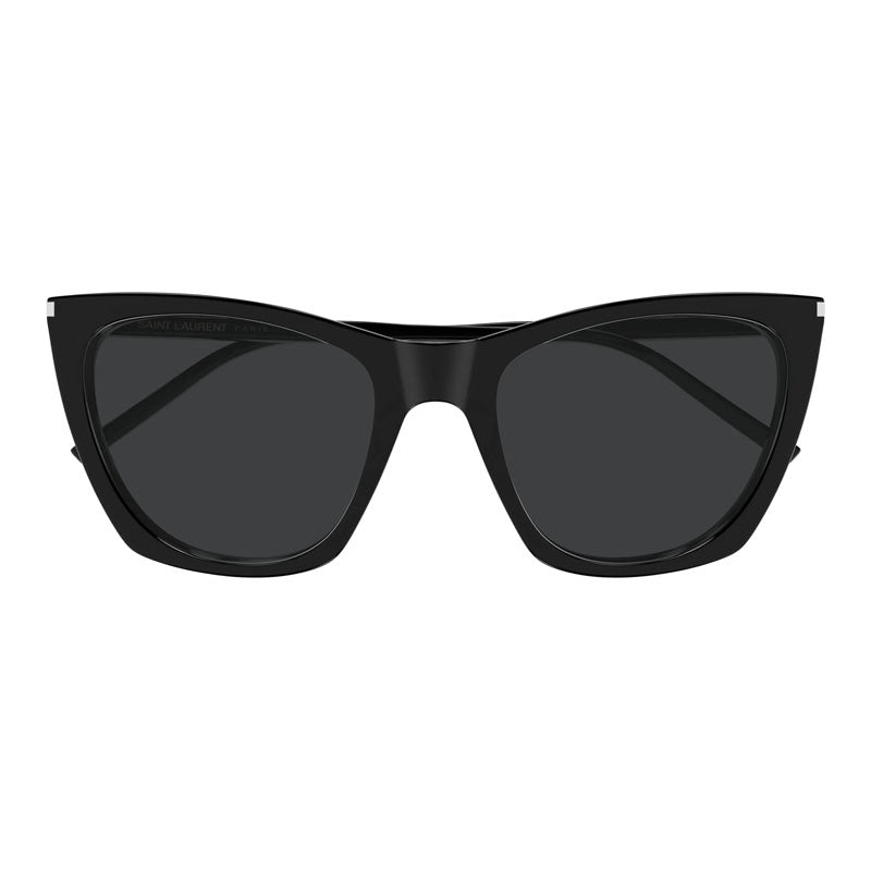 Saint Laurent Sunglasses Square Full Rim, Shiny Black Frame and Grey Lens SL214KATETHIN001