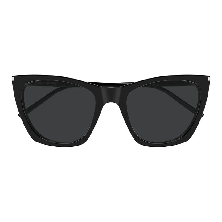 Saint Laurent Sunglasses Square Full Rim, Shiny Black Frame and Grey Lens SL214KATETHIN001