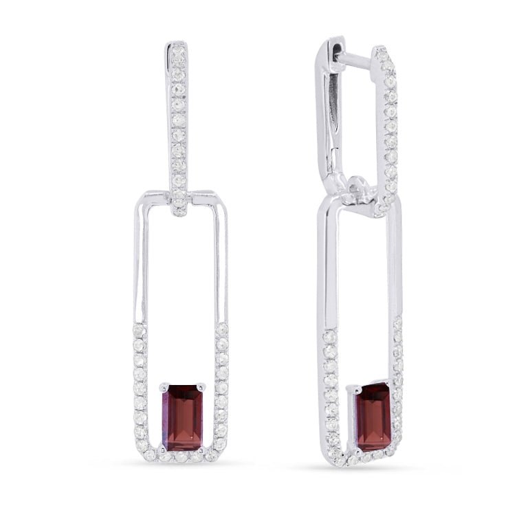 Earrings - 0.64ct Garnet Drop/Dangle Earrings in 14K White Gold - E1651GAW - Ask Me Wear