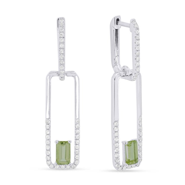 Earrings - 0.64ct Peridot Drop/Dangle Earrings in 14K White Gold - E1651PRW - Ask Me Wear