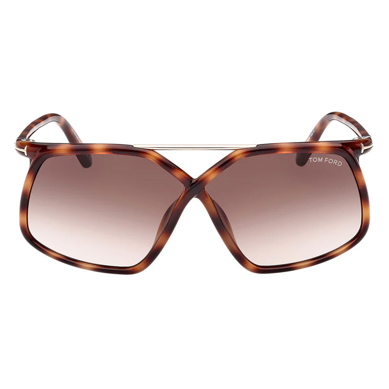 Tom Ford Geometric Full Rim, with a Dark Havana frame and Gradient Brown lens.