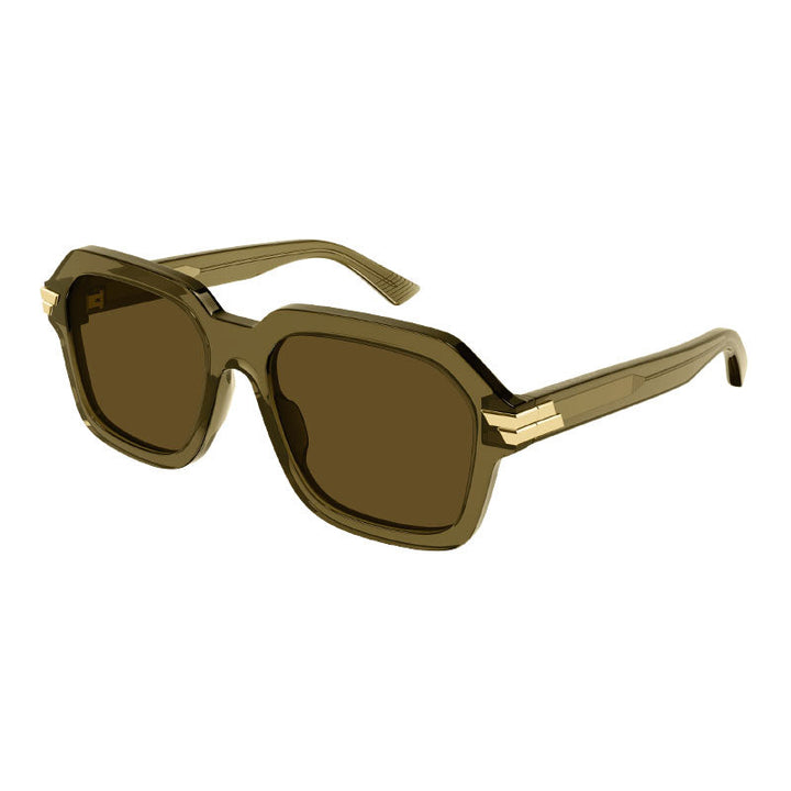 Bottega Veneta Sunglasses Square Full Rim, Transparent Green Frame and Brown Lens BV1123S004