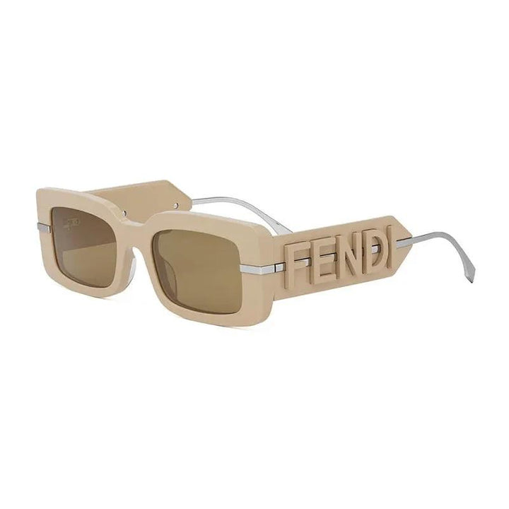 Fendi Sunglasses Rectangle Full Rim, Shiny Brown Frame And Brown Lens