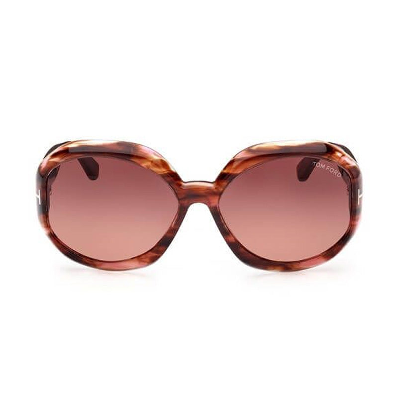 Tom Ford Sunglasses Geometric Full Rim, ColoRed Havana Frame and Gradient Brown Lens FT101155F