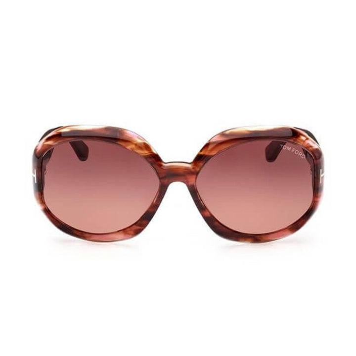 Tom Ford Sunglasses Geometric Full Rim, ColoRed Havana Frame and Gradient Brown Lens FT101155F