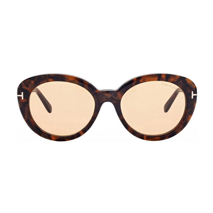Tom Ford Cat Eye Full Rim, with a Dark Havana frame and Peach lens.