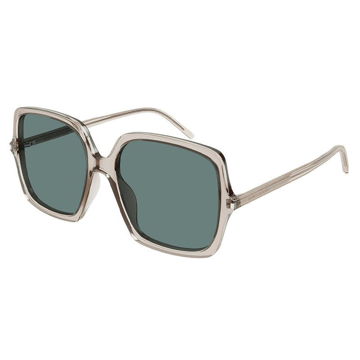 Saint Laurent Sunglasses Square Full Rim, Beige Frame and Green Lens SL591003