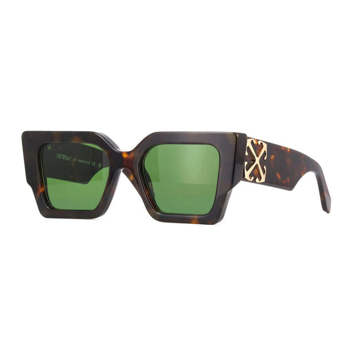 Off-White Sunglasses Square Full Rim, Havana Frame and Green Lens OERI128CATALINA6055