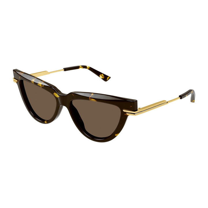 Bottega Veneta Sunglasses Cat Eye Full Rim, Havana/Gold Frame and Brown Lens BV1265S002