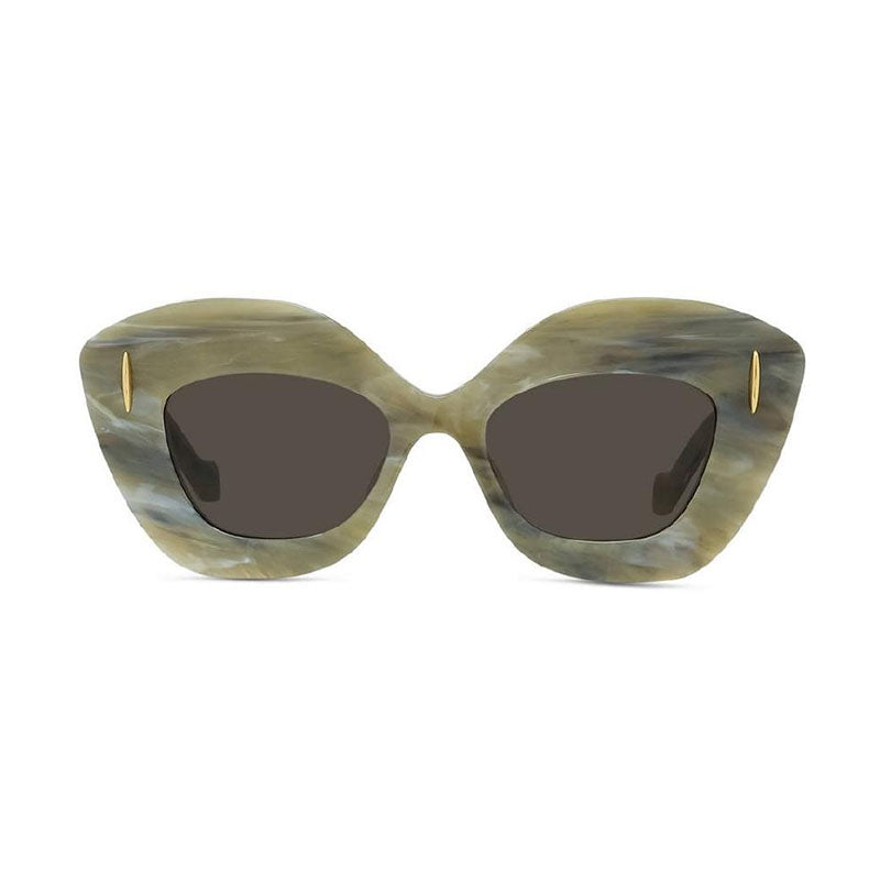 Loewe Sunglasses Cat Eye Full Rim, Green Marble Frame and Brown Lens LW40127I60E