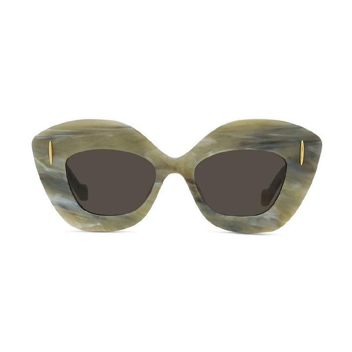 Loewe Sunglasses Cat Eye Full Rim, Green Marble Frame and Brown Lens LW40127I60E