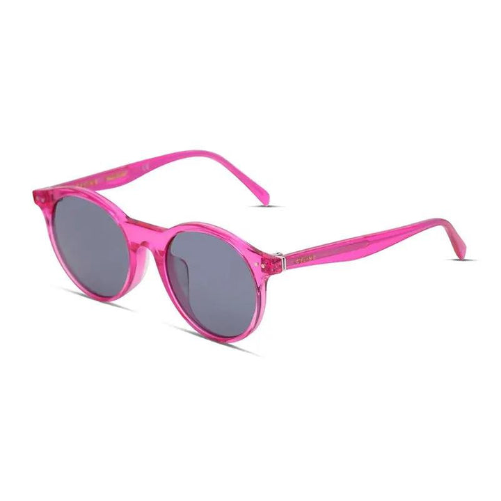 Celine Sunglasses Round Full Rim, Transparent Fuchsia Frame And Grey Lens Cl40010U75V
