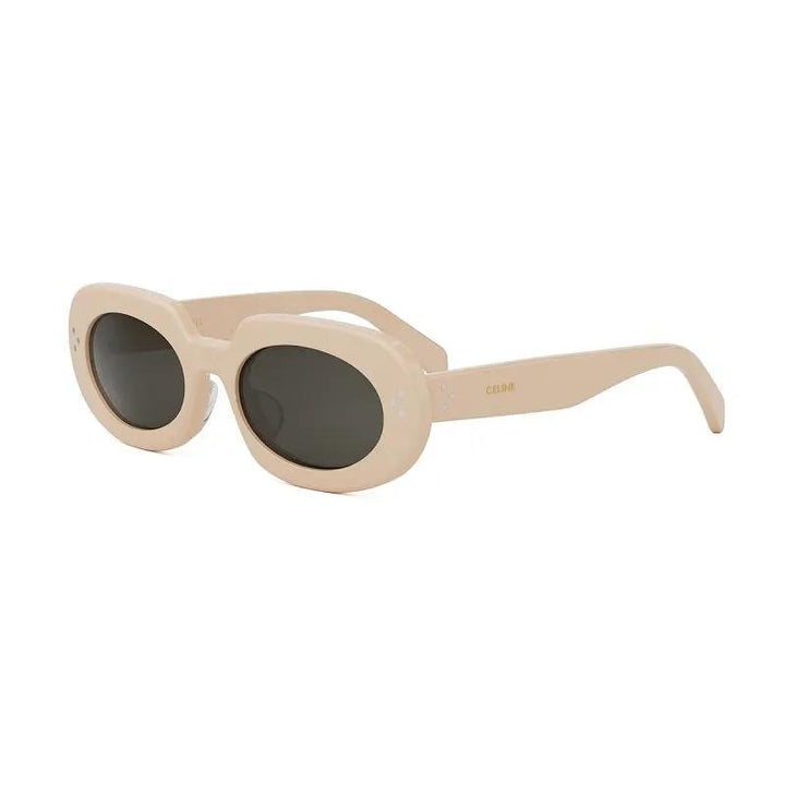 Celine Sunglasses Oval Full Rim, Shiny Ivory Frame And Smoke Lens Cl40276U25A