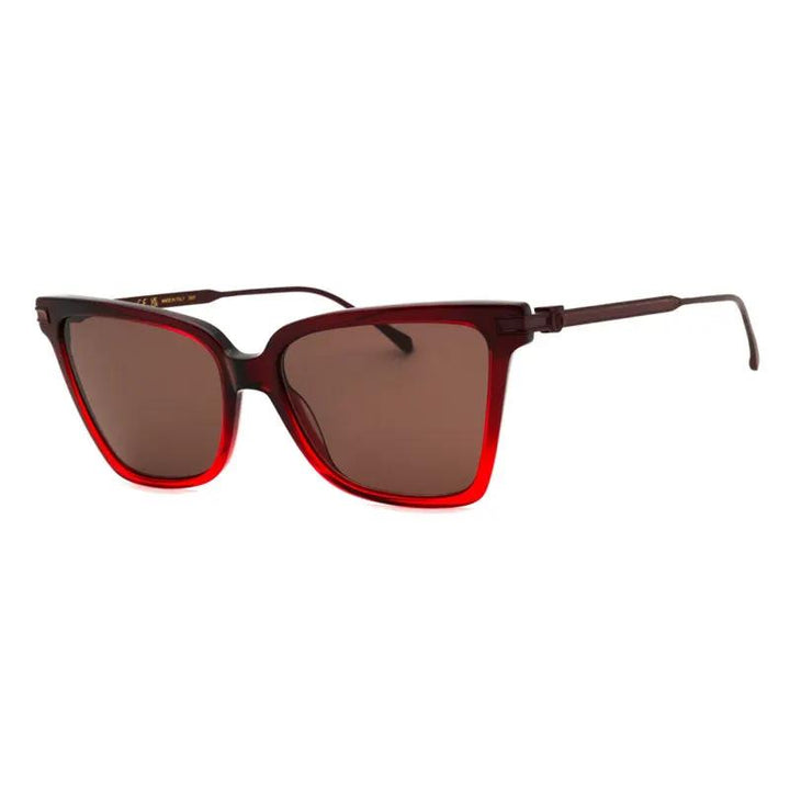 Salvatore Ferragamo Sunglasses Cat Eye Full Rim, Gradient Transparent Dark Red Frame And Brown Lens