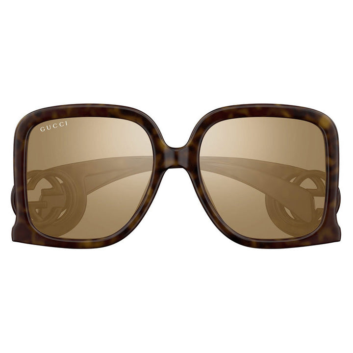 Gucci Sunglasses Square Full Rim, Dark Havana Frame and Brown Mirror Lens GG1326S007