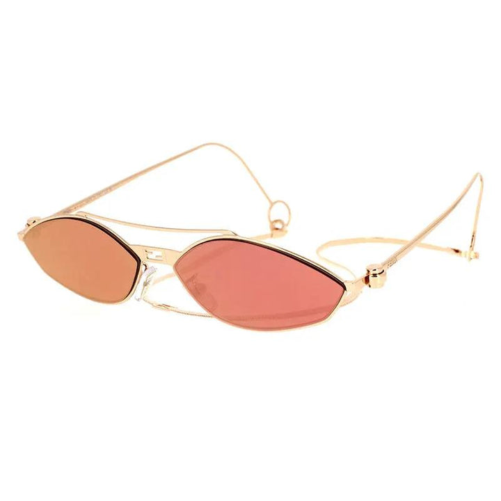 Fendi Sample Sale | Fendi Sunglasses Cat Eye Full Rim, Red Gold with Golden Chain Frame and Bordeaux with Rose Mirror Lens FE40114U-Y33U - Sunglasses | Designer outlet