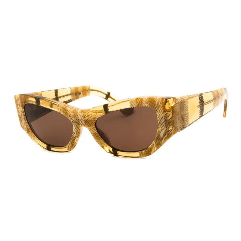 Burberry Sunglasses Cat Eye Full Rim, Check Beige Frame And Brown Lens