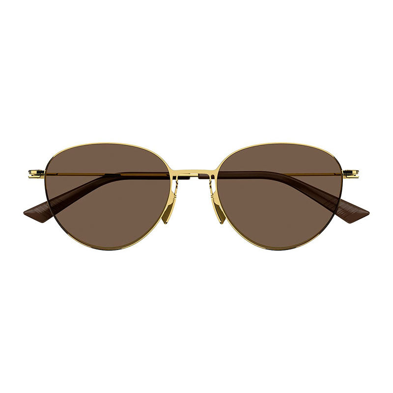 Bottega Veneta Sunglasses Browline Full Rim, Gold Frame and Brown Lens BV1268S002
