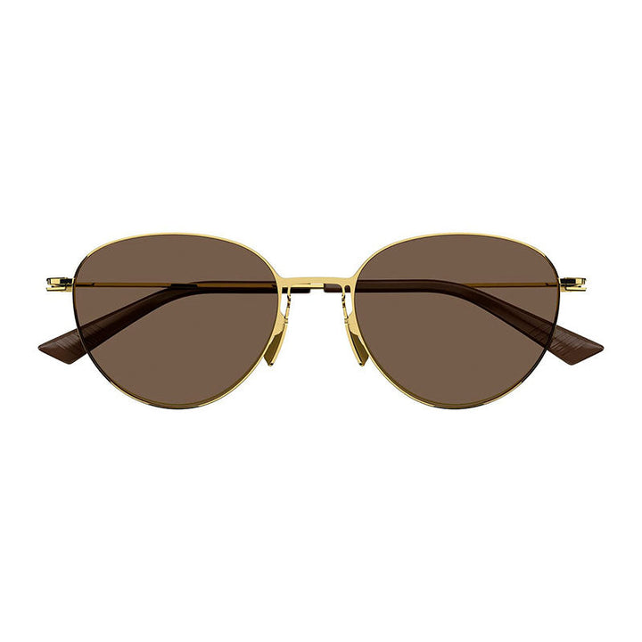 Bottega Veneta Sunglasses Browline Full Rim, Gold Frame and Brown Lens BV1268S002
