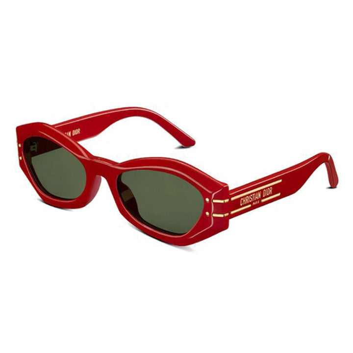Dior Cat Eye Full Rim, with a Red frame and Green lens.