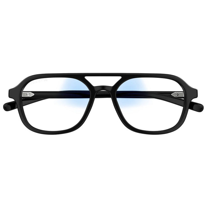 Gucci Sunglasses Aviator Full Rim, Shiny Black Frame and Clear to Grey Photocromic with Blue Light Protection Lens GG1673S001