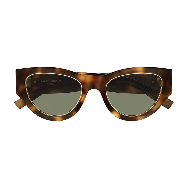 Saint Laurent Sunglasses Cat Eye Full Rim, Havana/Gold Frame and Dark Green Lens SLM94RIM001