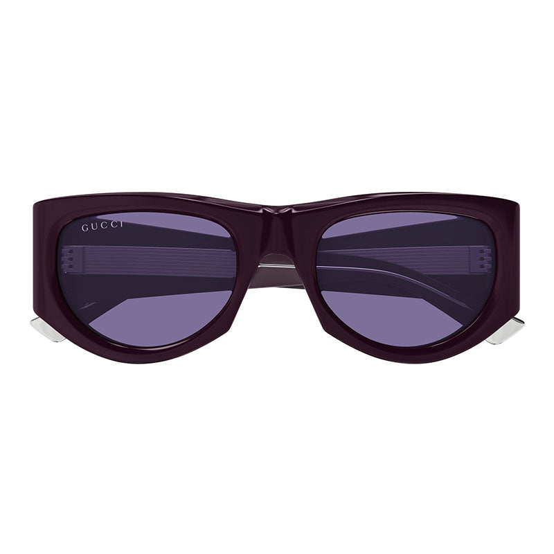 Gucci Square Full Rim, with a Shiny Solid Plum frame and Solid Violet lens.