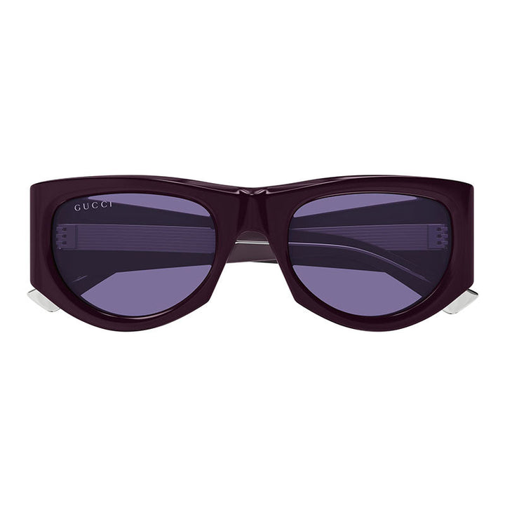 Gucci Square Full Rim, with a Shiny Solid Plum frame and Solid Violet lens.