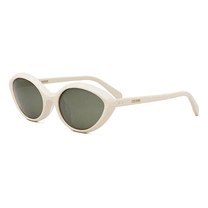 Celine Sunglasses Cat Eye Full Rim, Shiny Ivory Frame And Khaki Lens Cl40264U25N