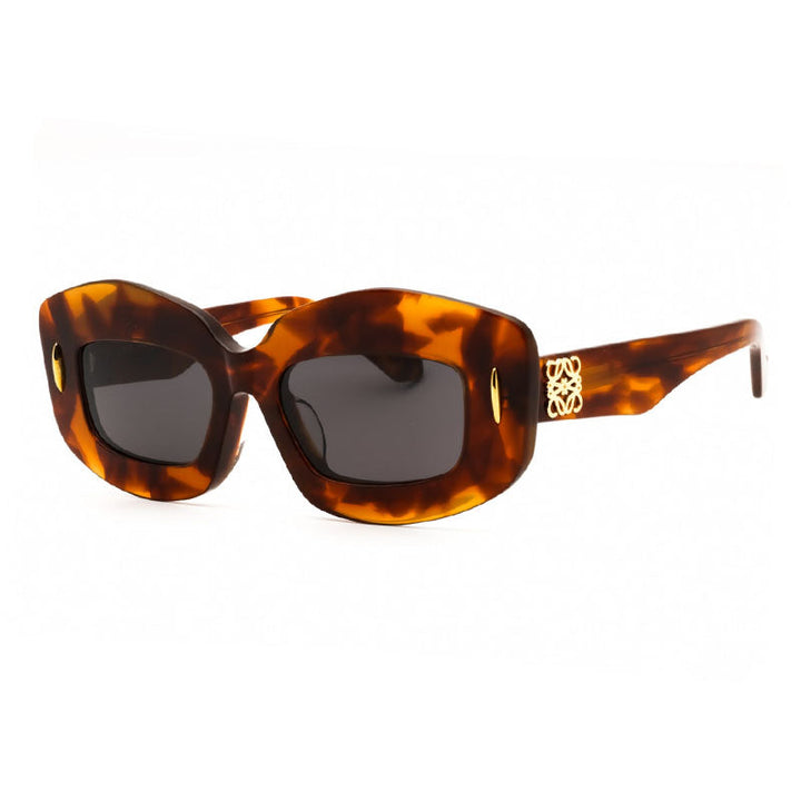 Loewe Sunglasses Rectangle Full Rim, Blonde Havana Frame and Smoke Lens LW40114F53A