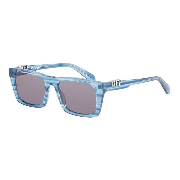 Off-White Sunglasses Square Full Rim, Striped Blue Frame and Dark Grey Lens OERI13EALBANY4407