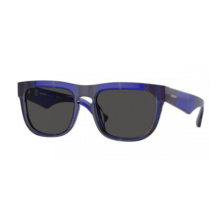 Burberry Sunglasses Square Full Rim, Check Blue Frame and Dark Grey Lens BE4431U411487
