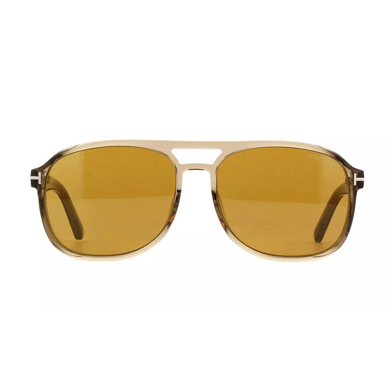 Tom Ford Square Full Rim, with a Shiny Light Brown frame and Brown lens.