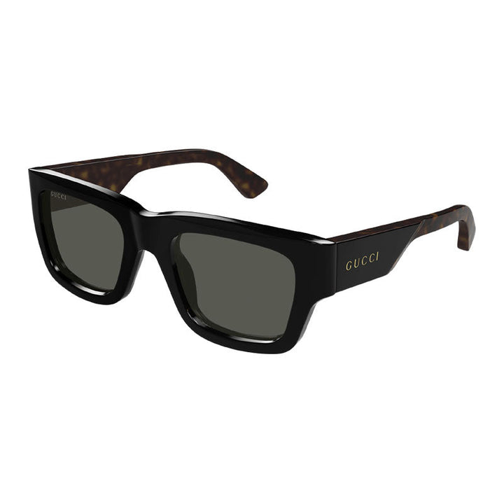 Gucci Sunglasses Square Full Rim, Shiny Black Frame and Grey Lens GG1668S001
