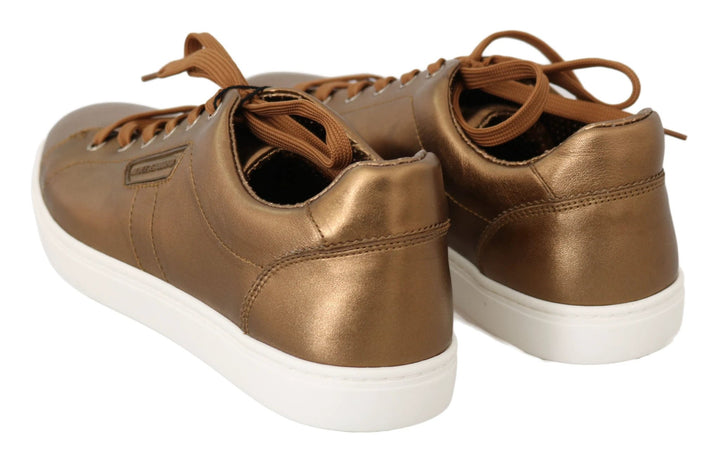 Dolce &amp; Gabbana Gold Leather Mens Casual Sneakers by Dolce &amp; Gabbana outlet now on sale