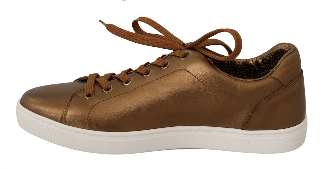 Dolce &amp; Gabbana Sample Sale Dolce &amp; Gabbana Gold Leather Mens Casual Sneakers - | Designer outlet