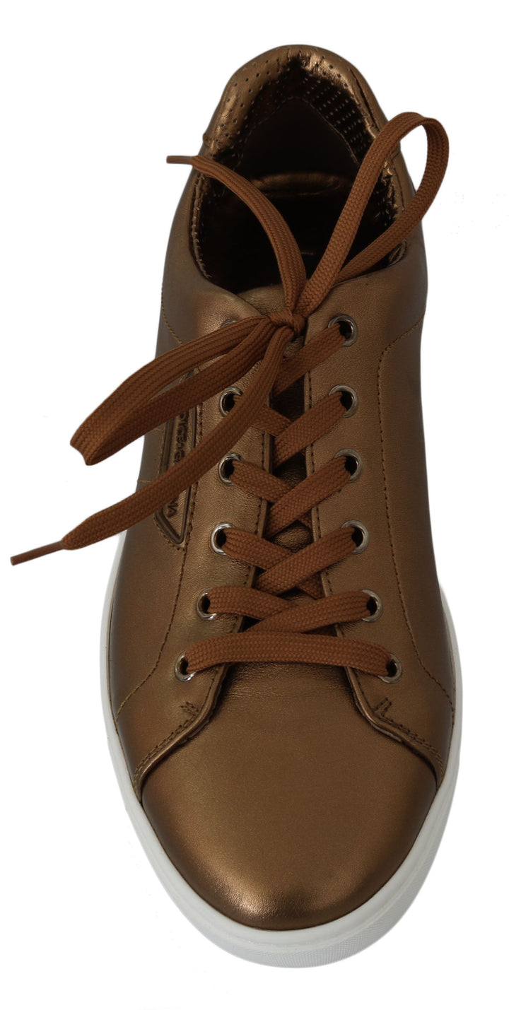 Dolce &amp; Gabbana Gold Leather Mens Casual Sneakers by Dolce &amp; Gabbana outlet now on sale