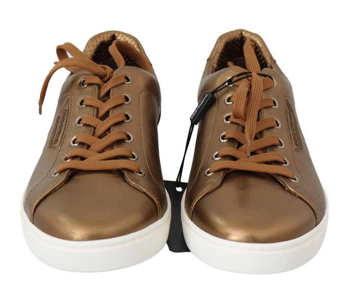 Dolce &amp; Gabbana Gold Leather Mens Casual Sneakers by Dolce &amp; Gabbana outlet now on sale