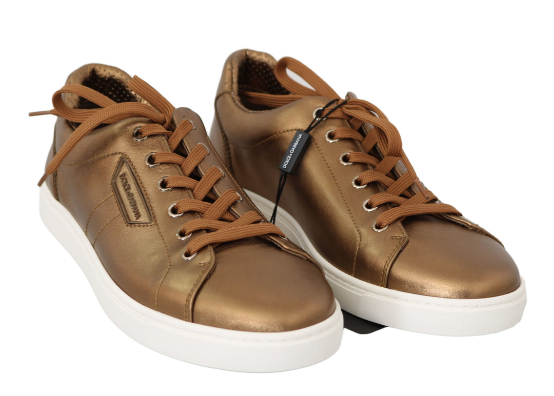 Dolce &amp; Gabbana Gold Leather Mens Casual Sneakers by Dolce &amp; Gabbana outlet now on sale