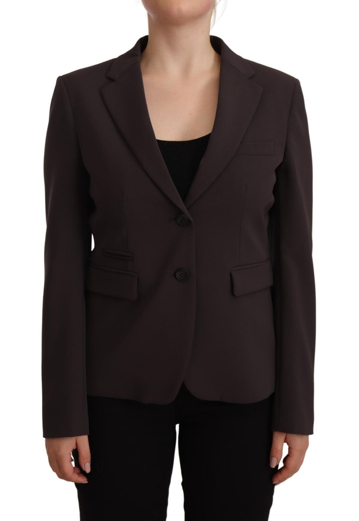 F.IT Brown Long Sleeve Single Breasted Women Jacket Blazer