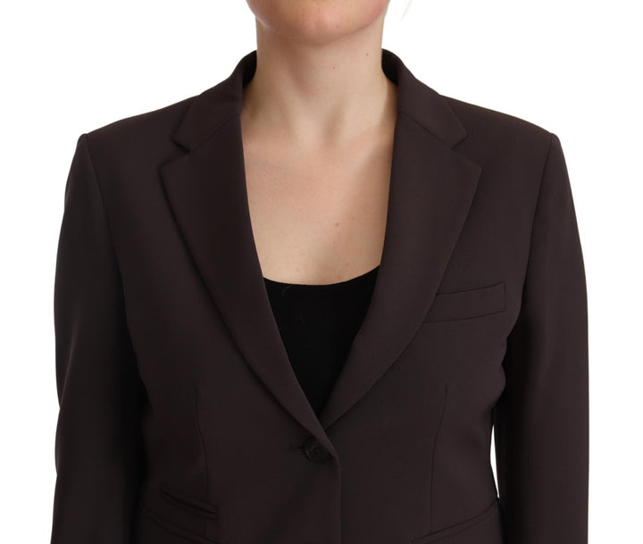 F.IT Brown Long Sleeve Single Breasted Women Jacket Blazer